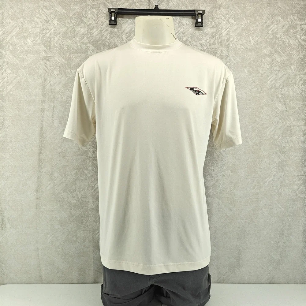 Quiksilver Rash Guard Men L Cream UPF 50+ Sun Protection Surf Swim Shirt Beach
